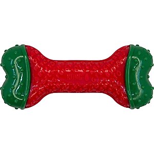KONG Holiday CoreStrength Bone Dog Chew Toy, Red/Green, Medium/Large