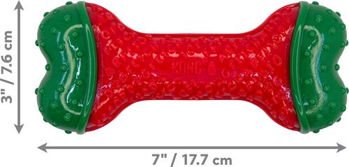 Show full view: KONG Holiday CoreStrength Bone Squeaky Dog Chew Toy, Red/Green, Medium/Large slide 3 of 4