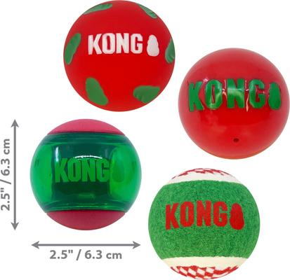 Show full view: KONG Christmas Holiday Occasions Balls Dog Toy, Color Varies, Medium slide 2 of 3