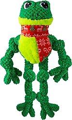 KONG Holiday Knots Frog Squeaky Plush Dog Toy, Green, Large/X-Large