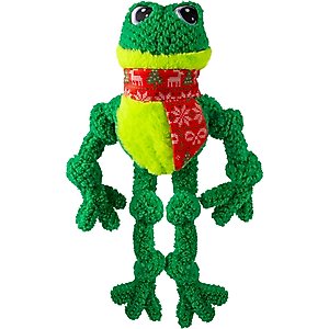 KONG Holiday Knots Frog Squeaky Plush Dog Toy, Green, Large/X-Large