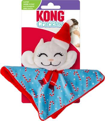 Show full view: KONG Holiday Crackles Santa Kitty Plush Cat Toy with Catnip, Blue slide 4 of 4