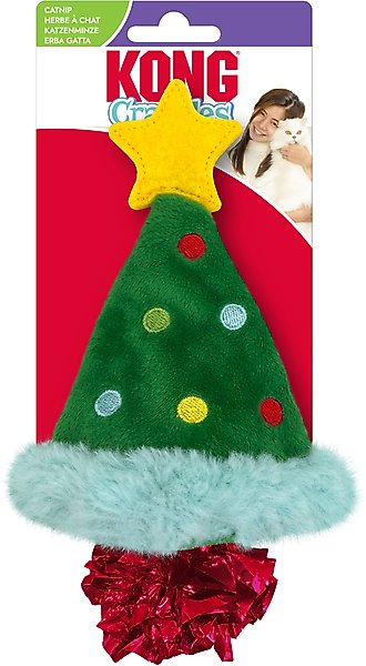 Show full view: KONG Holiday Crackles Christmas Tree Plush Cat Toy with Catnip, Green slide 3 of 3