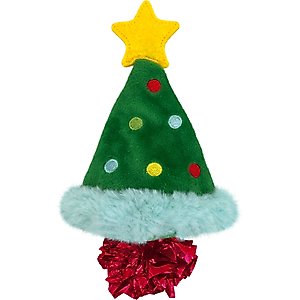 KONG Holiday Crackles Christmas Tree Plush Cat Toy with Catnip, Green