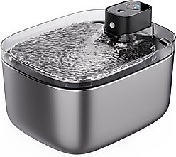 GroovyPets Portable Automatic Stainless Steel Dog & Cat Water Fountain, 186-oz
