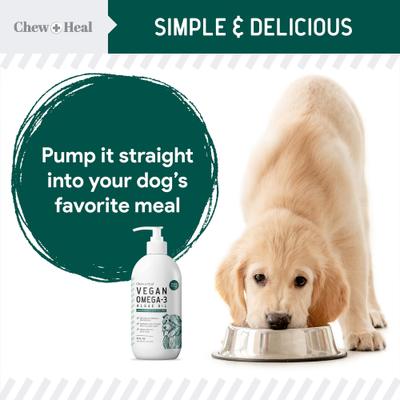 Show full view: Chew + Heal Vegan Single Ingredient EPA & DHA Omega-3 Algae Oil Skin & Coat Supplement for Dogs, 8-fl oz bottle slide 7 of 11