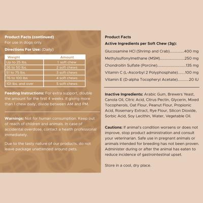 Show full view: Chew + Heal Glucosamine Hip + Joint Peanut Butter Flavored Soft Chew Joint Supplement for Dogs, 90 count slide 9 of 10