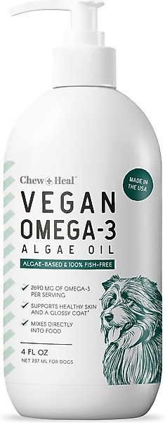 Chew + Heal Vegan Single Ingredient EPA & DHA Omega-3 Algae Oil Skin & Coat Supplement for Dogs