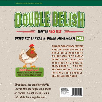 Show full view: Flock Fest Whole Dried Mealworms Mix with Black Soldier Fly Larvae Poultry Treat, 4-lb bag slide 3 of 6
