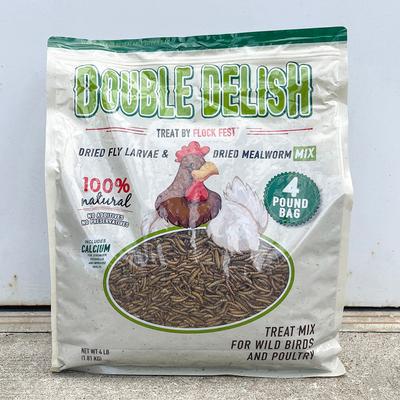Show full view: Flock Fest Whole Dried Mealworms Mix with Black Soldier Fly Larvae Poultry Treat, 4-lb bag slide 2 of 6
