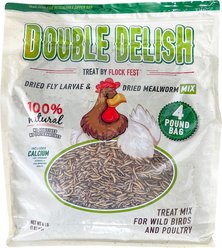 Flock Fest Whole Dried Mealworms Mix with Black Soldier Fly Larvae Poultry Treat, 4-lb bag
