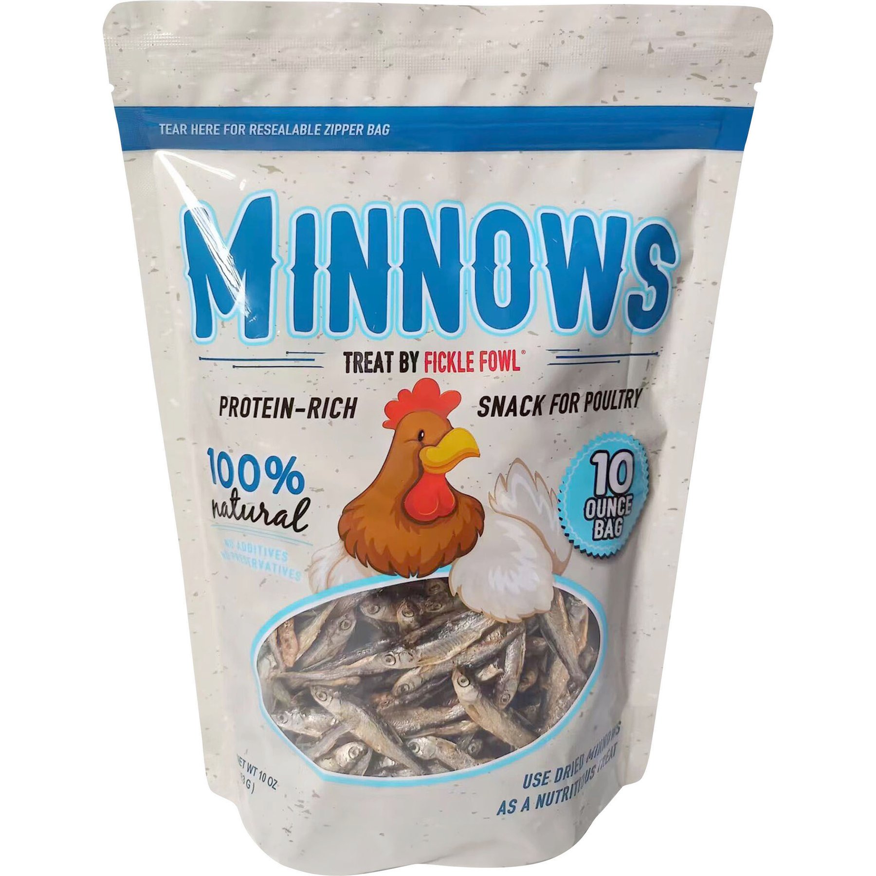 Flock Fest Whole-Dried Minnows Poultry Treat, 10-oz bag