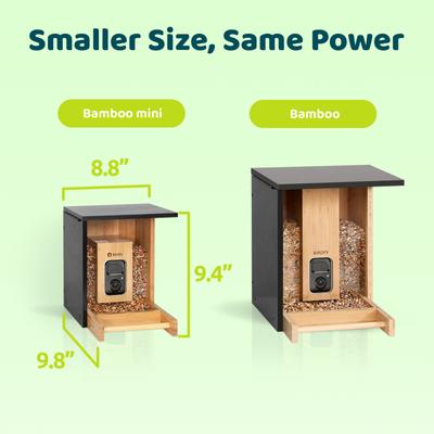 Show full view: Birdfy Bamboo Smart Bird Feeder with Camera Solar Powered, Black, 1.9L slide 7 of 8
