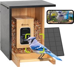 Birdfy Bamboo Smart Bird Feeder with Camera AI Lifetime Free, Black, 1.9L