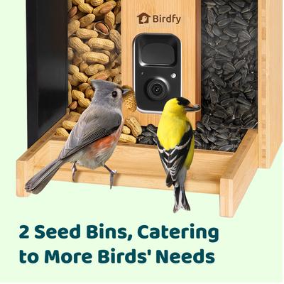 Show full view: Birdfy Bamboo Smart Bird Feeder with Camera AI Lifetime Free, Black, 1.9L slide 8 of 8