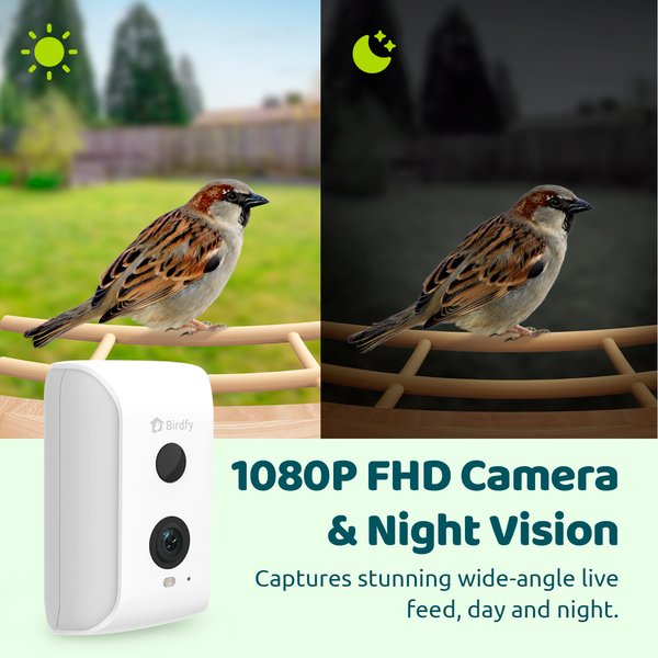 Birdfy Wooden Smart Bird Feeder with Camera Solar Powered, Ebony, 2.8L