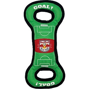 Pets First New York Red Bulls Soccer Field Squeaky Dog Tug Toy