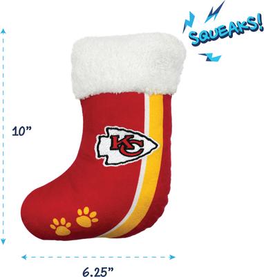 Show full view: Pets First Christmas Kansas City Chiefs Stocking Squeaky Plush Dog Toy slide 2 of 3