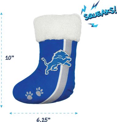 Show full view: Pets First Christmas Detroit Lions Stocking Squeaky Plush Dog Toy slide 3 of 4