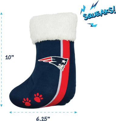Show full view: Pets First Christmas New England Patriots Stocking Squeaky Plush Dog Toy slide 2 of 3