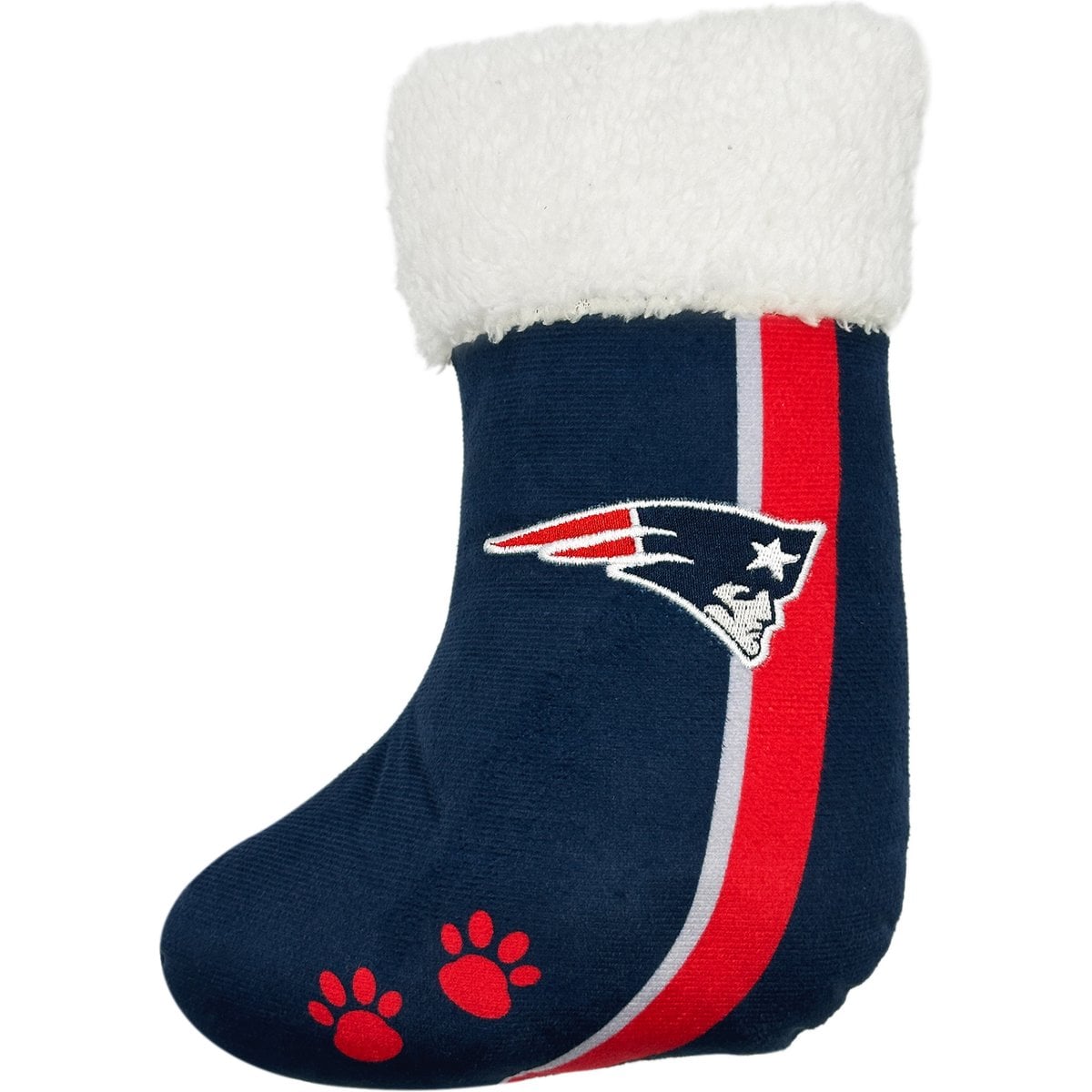 Pets First Christmas New England Patriots Stocking Squeaky Plush Dog Toy