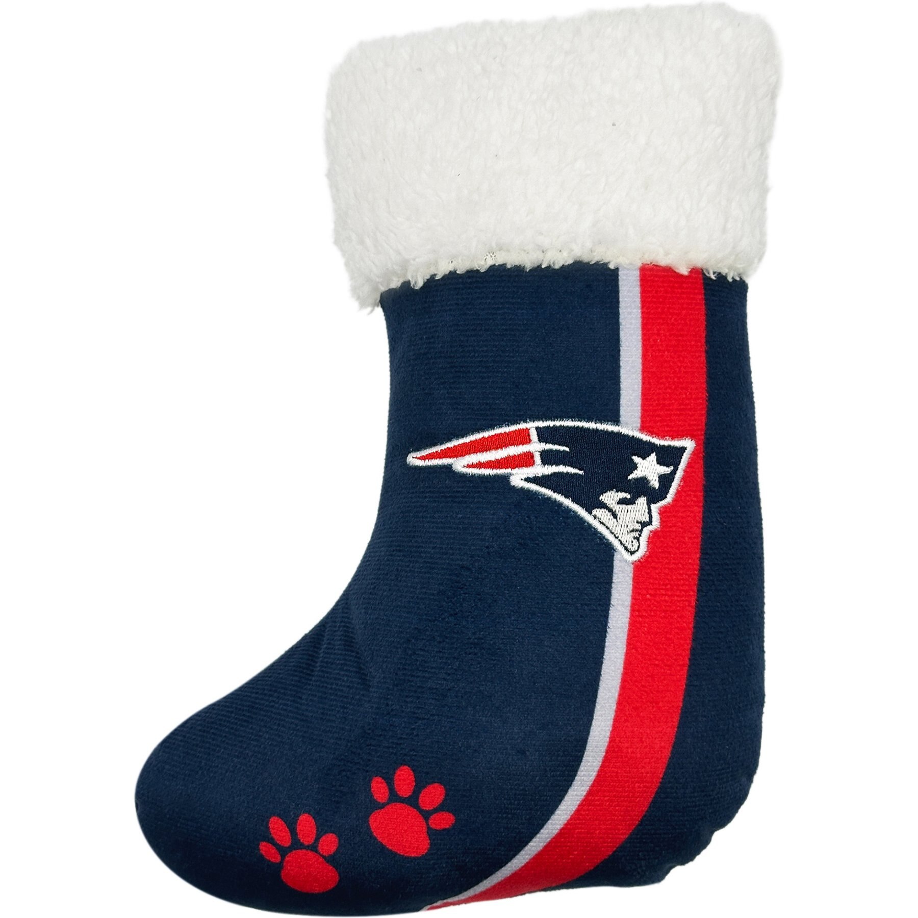 Pets First Christmas New England Patriots Stocking Squeaky Plush Dog Toy