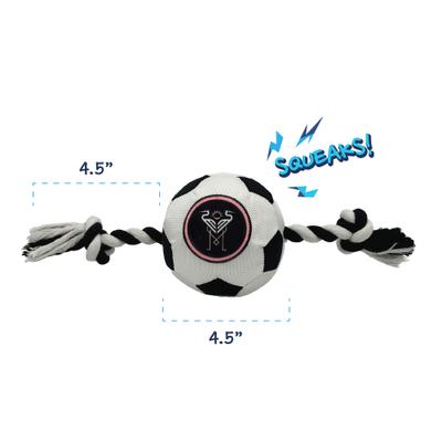 Show full view: Pets First Inter Miami CF Soccer Ball Squeaky Rope Dog Toy slide 3 of 5