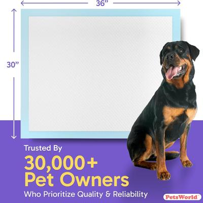Show full view: PetsWorld X-Large Dog Training & Potty Pads, 30 x 36-in, Unscented, 50 count slide 2 of 7