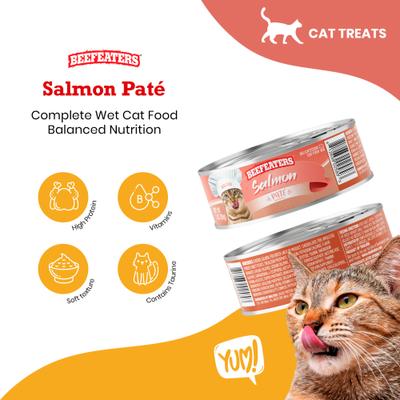 Show full view: Beefeaters Salmon Pate Wet Cat Food, 3-oz can, case of 24 slide 3 of 8