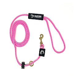 Mad Dog Products Dual Purpose Slip/Clip Dog Leash, Pink, 6-ft long, 1/4-in wide