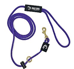 Mad Dog Products Dual Purpose Slip/Clip Dog Leash, Purple, 6-ft long, 1/4-in wide