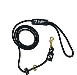 Mad Dog Products Dual Purpose Slip/Clip Dog Leash, Black, 6-ft long, 1/4-in wide