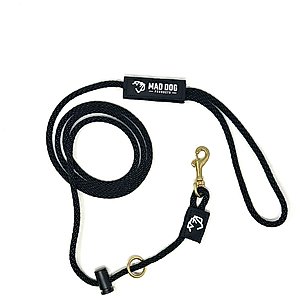 Mad Dog Products Dual Purpose Slip/Clip Dog Leash, Black, 6-ft long, 1/4-in wide