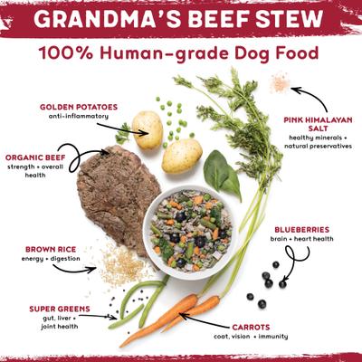 Show full view: Happy Howl Grandma's Beef Stew 100% Human-Grade Wet Dog Food, 14.6-oz box, pack of 3 slide 3 of 9