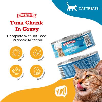 Show full view: Beefeaters Tuna Chunk Gravy Wet Cat Food, 3-oz can, case of 24 slide 3 of 8