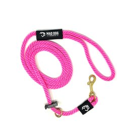 Mad Dog Products Dual Purpose Slip/Clip Dog Leash, Pink, 6-ft long, 3/8-in wide