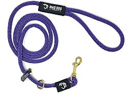 Mad Dog Products Dual Purpose Slip/Clip Dog Leash, Purple, 6-ft long, 3/8-in wide
