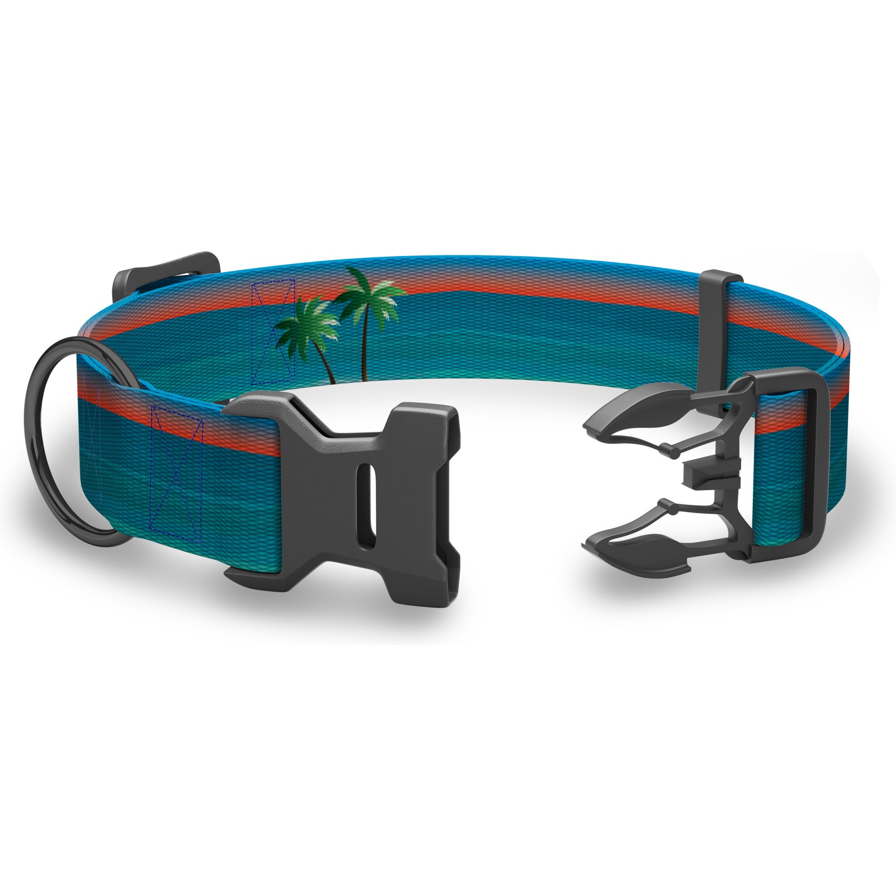 Wingo Outdoors Coosa Dog Collar, Tropical Sunset, Medium: 14 to 22-in neck, 1-in wide
