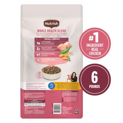 Show full view: Nutrish Whole Health Blend Small Breed Real Chicken & Veggies Recipe Dry Dog Food, 6-lb bag slide 3 of 13