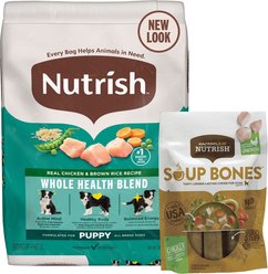 Rachael Ray Nutrish Bright Real Chicken & Brown Rice Puppy Recipe Dry Food + Soup Bones Chicken & Veggies Flavor Dog Treats slide 1 of 9