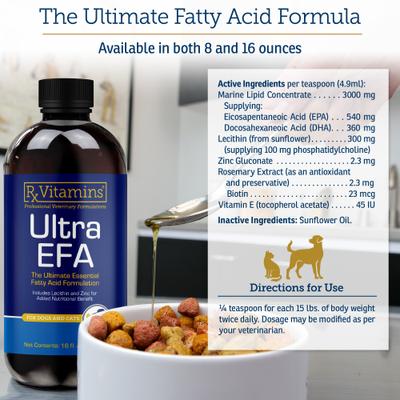 Show full view: Rx Vitamins Ultra EFA Liquid Skin & Coat Supplement for Cats & Dogs, 16-fl oz bottle slide 7 of 8