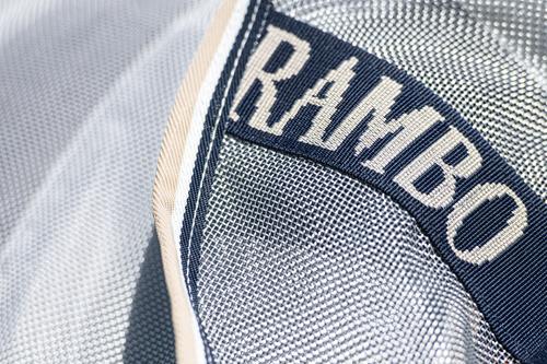 Show full view: Rambo Protector Plus Horse Fly Sheet, Silver with Navy, White & Beige, 84-in slide 2 of 3