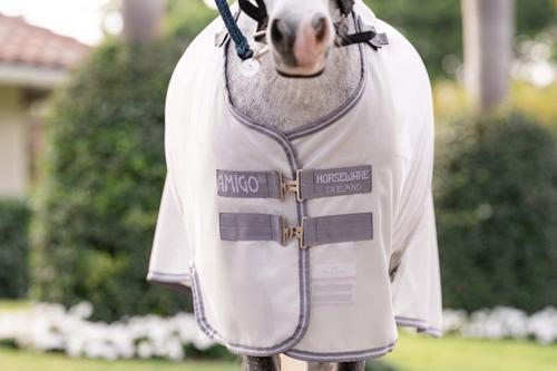 Show full view: Amigo Bug Rug Plus Pony Fly Sheet, Silver with Titanium Grey & Silver, 60-in slide 6 of 6