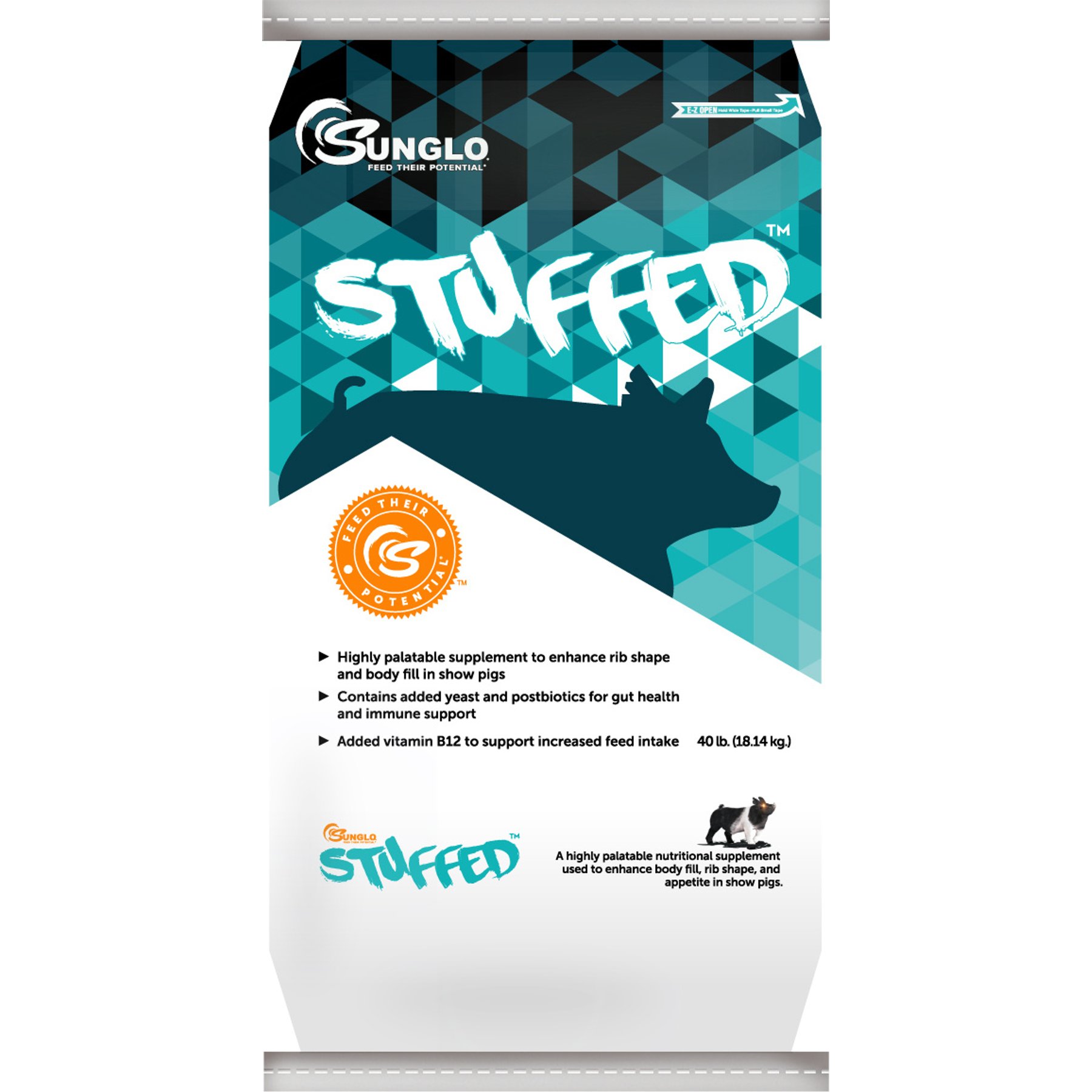 Sunglo Stuffed Show Supplement for Pigs, 40-lb bag
