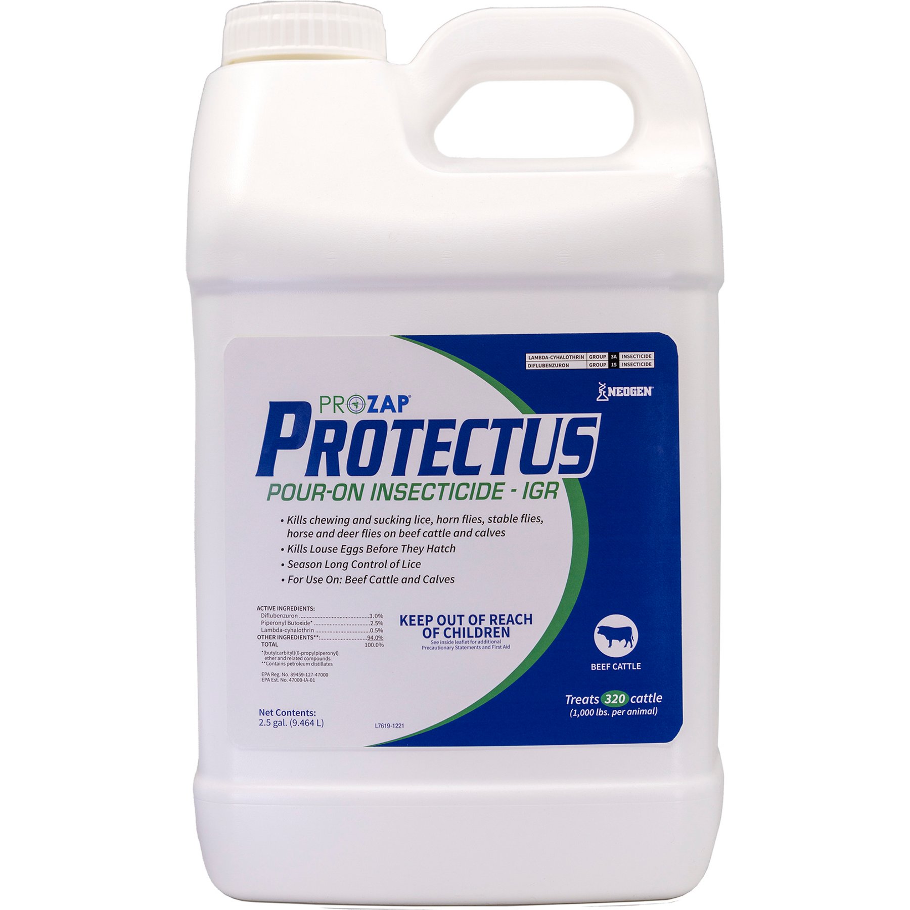 Neogen Prozap Protectus Pour-On Insecticide IGR Cattle Fly & Insect Control, 2.5-gallon