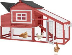 Aivituvin Wooden Chicken Coop on Wheels, 2 to 3 Chicken Capacity, Red