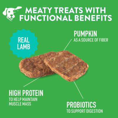 Show full view: Dogswell Gut Health Mini Jerky Lamb Recipe Grain-Free Dog Treats, 4-oz bag slide 4 of 11