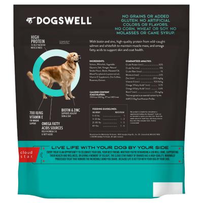Show full view: Dogswell Skin & Coat Jerky Salmon Recipe Grain-Free Dog Treats, 18-oz bag slide 3 of 11