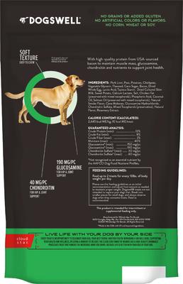 Show full view: Dogswell Hip & Joint Bacon Flavor Grain-Free Soft & Chewy Dog Treats, 14-oz bag slide 3 of 11