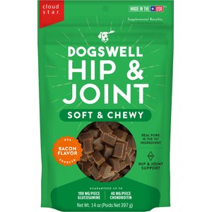 Dogswell Hip & Joint Bacon Flavor Grain-Free Soft & Chewy Dog Treats, 14-oz bag